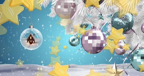 Festive Christmas Decorations With Glittering Ornaments