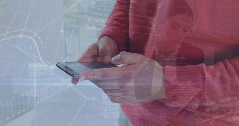 Man using smartphone for financial market analysis