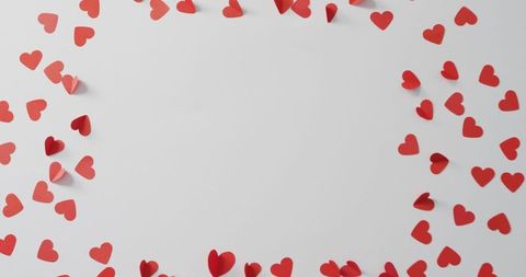 Red Paper Hearts Forming Circular Border on Blank Surface - Download Free Stock Images Pikwizard.com