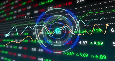 Futuristic Financial Market Dashboard Displaying Stock Trends