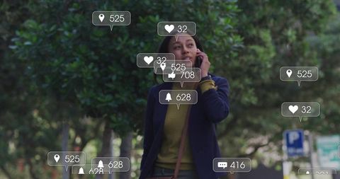 Connected Professional Engaged in Smartphone Conversation Outdoors