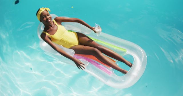 Young Woman Relaxing on Pool Float in Summer - Download Free Stock Images Pikwizard.com