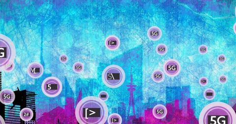 5G Network Overlay on Abstract Cityscape
