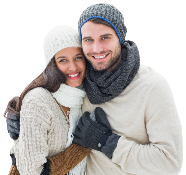 Couple Embracing In Winter Attire On Transparent Background - Download Free Stock Videos Pikwizard.com