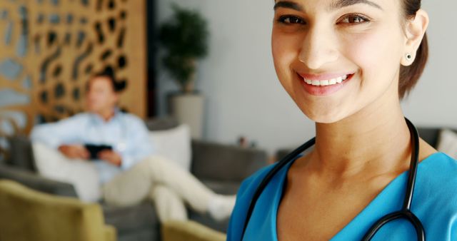 Smiling Female Healthcare Professional with Stethoscope - Download Free Stock Images Pikwizard.com