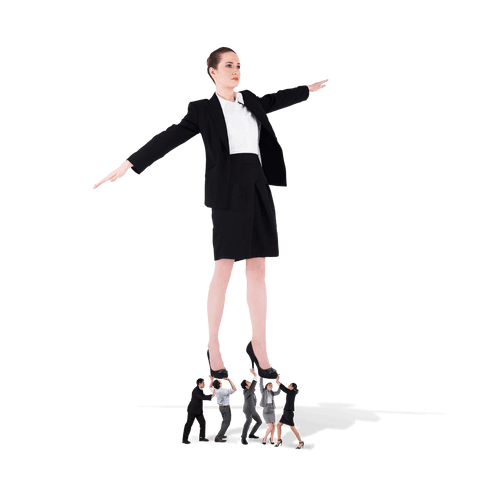 Transparent Businesswoman Supported by Diverse Team Colleagues