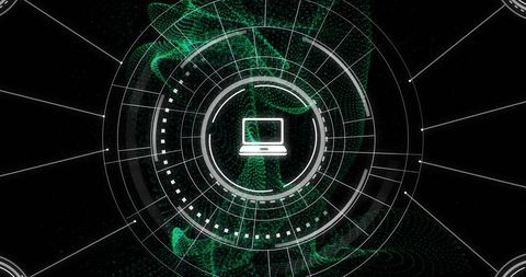 Futuristic Digital Network with Laptop Icon and Data Connections - Download Free Stock Images Pikwizard.com