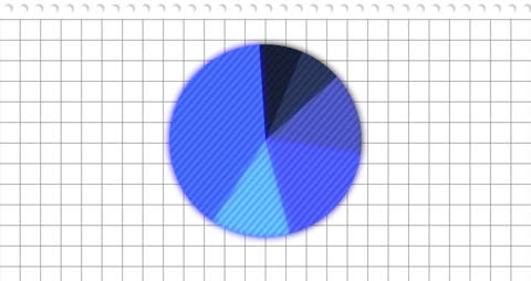 Rotating Blue Pie Chart Over Gridded Background