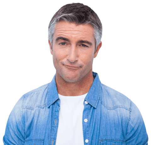 Transparent Portrait of Unsure Caucasian Man in Denim Shirt - Download Free Stock Videos Pikwizard.com