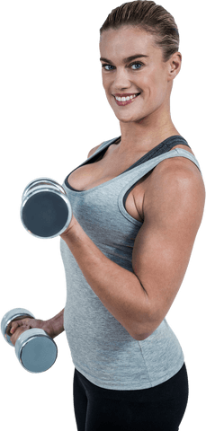 Fit Woman Lifting Dumbbells Transparent Background
