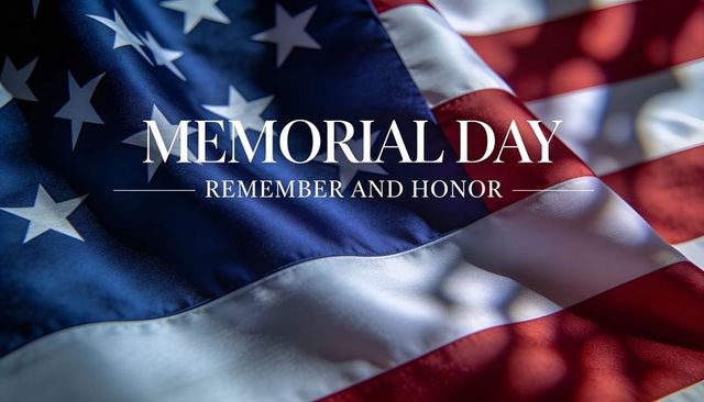 Memorial day remember and honor waving american flag close-up stars and stripes