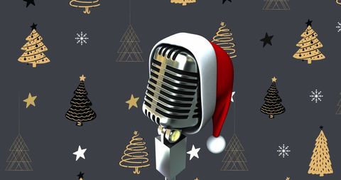 Retro Microphone with Santa Hat for Festive Christmas Theme - Download Free Stock Images Pikwizard.com