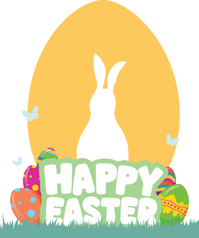 Transparent Happy Easter Rabbit Illustration with Eggs and Text Banner - Download Free Stock Videos Pikwizard.com