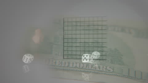 Financial Data Processing with Dice and Banknotes Overlay