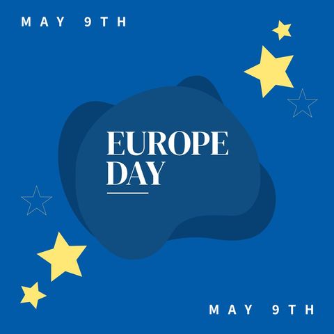 Europe Day Celebration Banner with Stars on Blue Background - Download Free Stock Templates Pikwizard.com