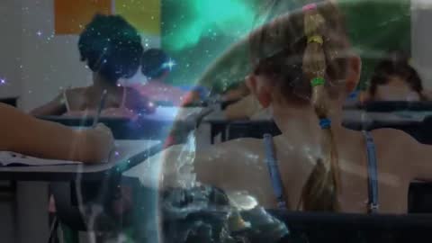 Children in Classroom Engaging with Digital Globe Hologram