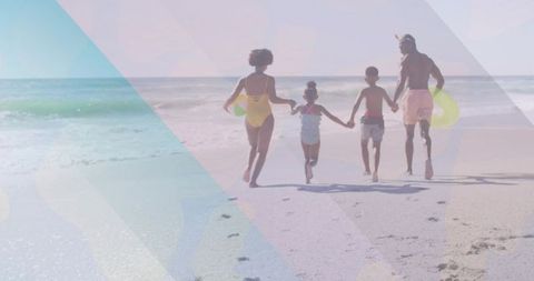 Family Vacation on Sunny Beach with Playful Swim Time