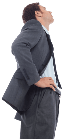 Transparent Confident Businessman Pondering with Hands on Hips