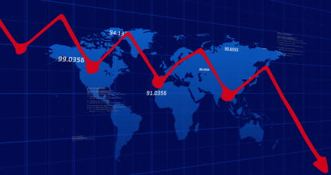 Global Financial Graph with World Map Background Overlay