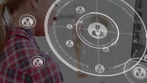 Designer Using Stylus to Connect User Icons on Digital Interface