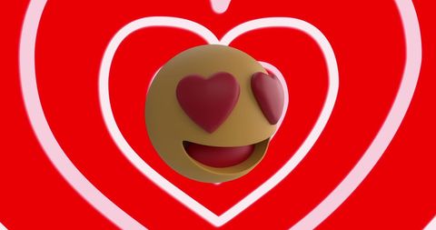 Smiling heart-eyes emoji with red heart background illustration