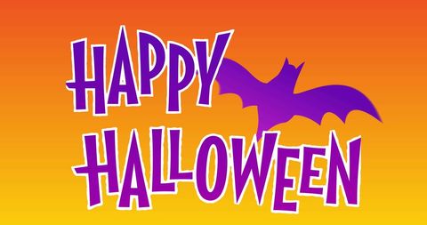 Happy Halloween Greeting with Purple Bat Design - Download Free Stock Images Pikwizard.com