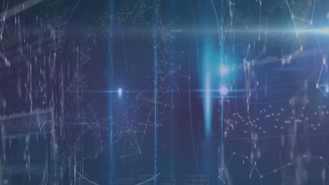 Blue Digital Interface with Data Processing Animation and Server Graphics