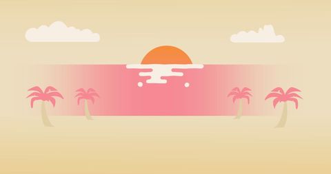 Minimalist tropical sunset with palm trees