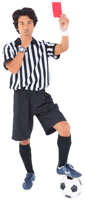 Transparent referee holding red card lifting whistle showing discipline - Download Free Stock Videos Pikwizard.com