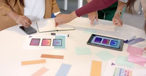 Creative team planning in modern office workspace