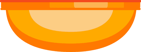 Transparent flat lidded bowl illustration in orange yellow tones
