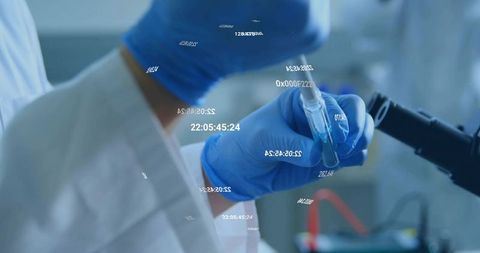 Scientist Conducting Precision Research in Modern Laboratory with Tech Integration