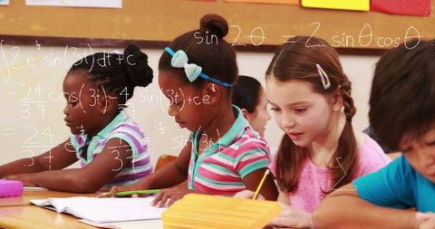 Diverse Children Learning Mathematics in Classroom Overlay