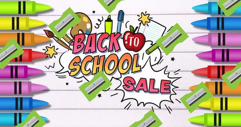 Back to School Sale with Colorful Supplies - Download Free Stock Images Pikwizard.com