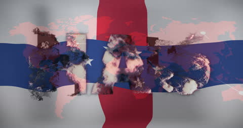 Haiti and England Flags Blended with World Map and Text