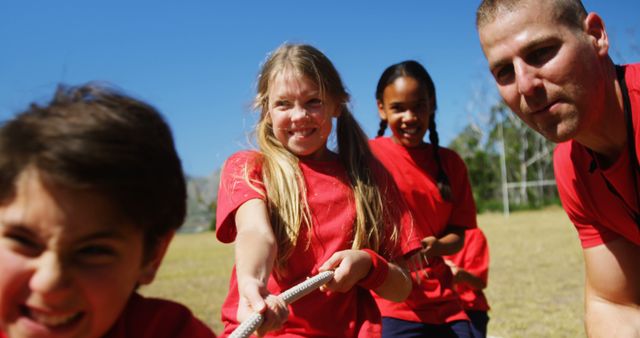 Children Participating in Tug of War Game during Outdoor Activity - Download Free Stock Images Pikwizard.com