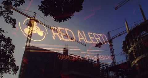 Red Alert over Construction Site, Ukraine Crisis Reflected - Download Free Stock Images Pikwizard.com