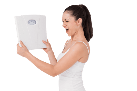 fit woman celebrating weight loss holding transparent scales - Download Free Stock Videos Pikwizard.com
