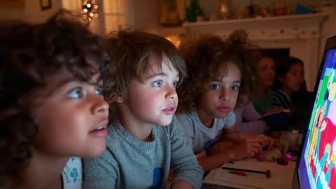 Curious Kids Engaged in Exciting Computer Game at Home