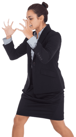 Businesswoman expressing emotion on transparent background