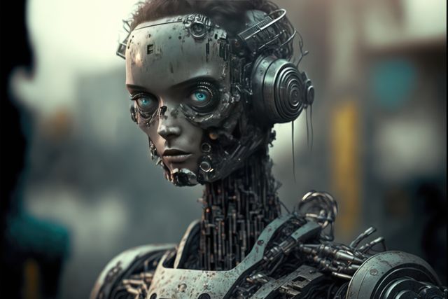 Cybernetic Woman with Robotic Enhancements in Futuristic Setting - Download Free Stock Images Pikwizard.com