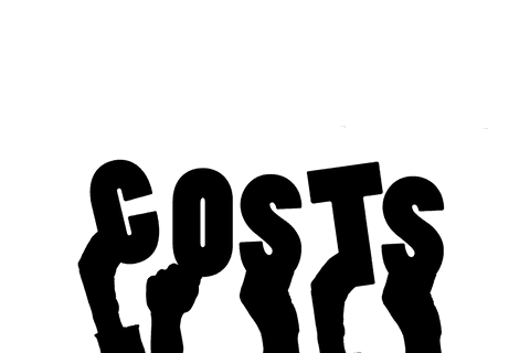 Digital illustration transparent finance concept with costs text