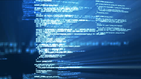 Glowing Blue Matrix with Digital Code Flow