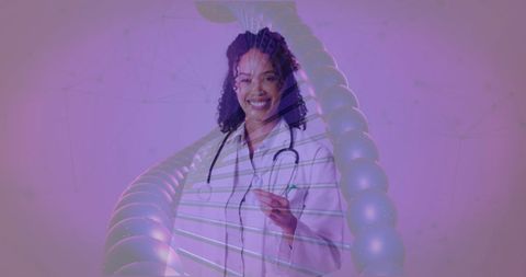 Healthcare Innovations with African American Doctor and DNA Strand