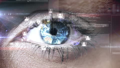 Futuristic Cyber Eye with Data Overlay Technology Visualization