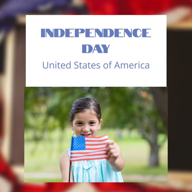 Happy Child Holding American Flag for Independence Day Celebration - Download Free Stock Templates Pikwizard.com