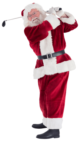 Santa Claus Golfer Posing with Golf Club on Transparent Background - Download Free Stock Videos Pikwizard.com