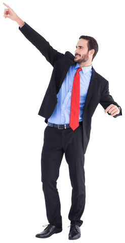 Transparent Businessman Pointing with Red Tie