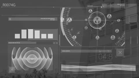 Futuristic Data Interface Over Urban Background Conceptual Art