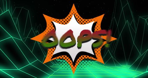 Oops! Comic Text with Digital Mountains